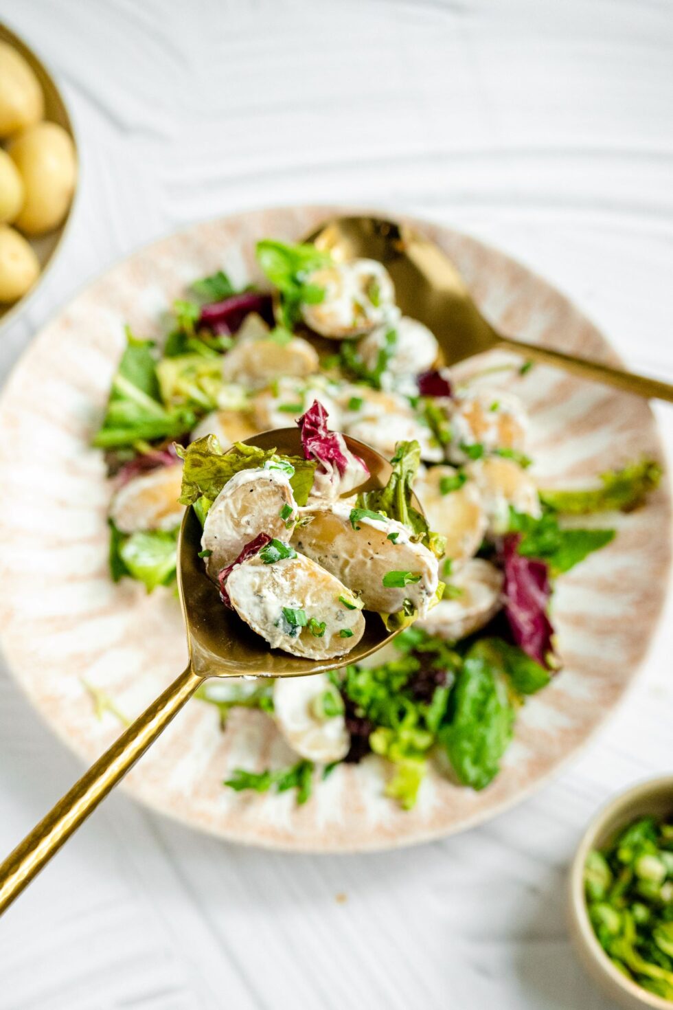 Frühlings-Kartoffelsalat mit Spargel und Frühlingszwiebeln